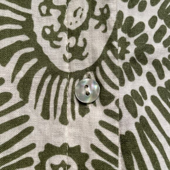 Haute Hippie Green Sunburst Blouse, M | Linen Blend, Tie-Front, Boho Luxe NWOT - Picture 4 of 9